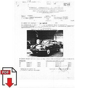 1966 Citroen ID 19 FIA homologation form PDF download